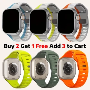 Striped Silicone Band for Apple Watch Series 10 9 8 7 654 SE 41 45mm Sport Strap - Picture 1 of 16