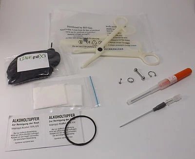 PIERCING STECHEN SET - NADEL, Lern-ANLEITUNG, ZANGE, SCHMUCK - STUDIO INKGRAFIX® - Bild 1 von 4
