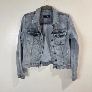 Vintage Y2K Kut from the Kloth Jean Jacket Denim L Distressed Light Wash Grunge - Picture 1 of 11