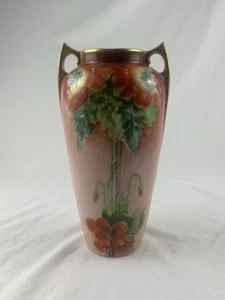 VTG Antique Style Bavaria Germany Hand Painted Floral Red Poppy Vase Gold EUC - Bild 1 von 7