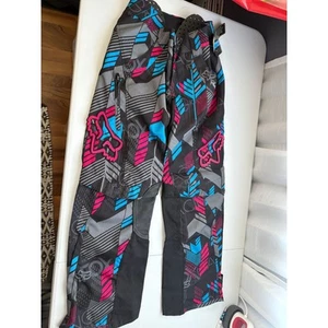 Fox Switch Women's Motocross Pants Zip Off Geo Print Black Pink Blue 7/8 - Picture 1 of 5