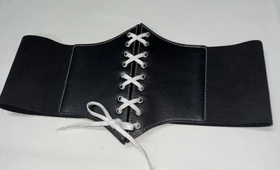 Corset Belt Womens Medium Large Black Lace Up Snap Back Pirate Goth Whimsigoth - Image 1 of 4