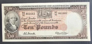 1960 Australia £10.00 Coombs Wilson Banknote Renniks R 63 gVF - Picture 1 of 2