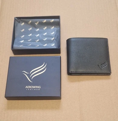 Aerowing Leather Black RFID Bifold Wallet for Men – Coin Pocket & Gift-Boxed - Image 1 of 4