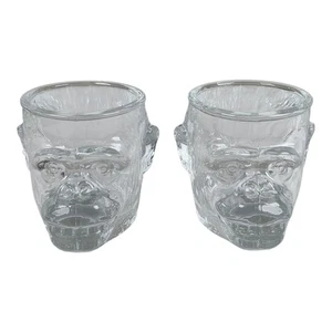 3D Monkey Head Gorilla Face Small Stemless Heavy 50ml. Shot Glasses Set 2 - Picture 1 of 6