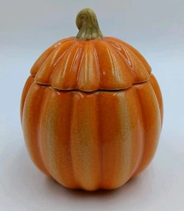 Vintage Hallmark Kürbis Keramik Kerzenhalter mit Deckel Herbst 5 1/2" ohne Kerze - Bild 1 von 11