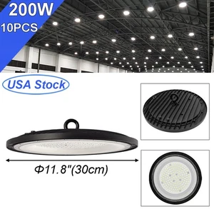 10 Pack 200 Watt High Bay UFO Led Lights Industrial Warehouse Garage GYM Light - Picture 1 of 10
