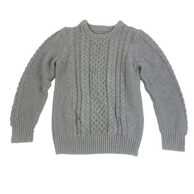 Maximus REX Sweater Girls Size 6 Gray Cable Knit Cotton Blend Pullover Crew Neck - Image 1 of 4