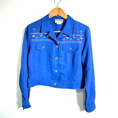 1980s City Girl Cropped Jacket High Waist Pants Suit Geometric Costume Western - Image 1 of 4