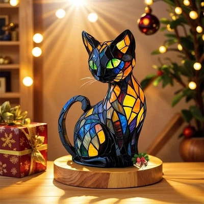 Nueva Lámpara de Mesa Animal Gato Estatua Niños Luz Nocturna Novedad Lámpara Resina Hogar Foto 1 de 4