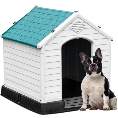 YITAHOME 28.5" Casa de Plástico para Perros Exterior/Interior Perrera, Impermeable, Flo Elevado Foto 1 de 4