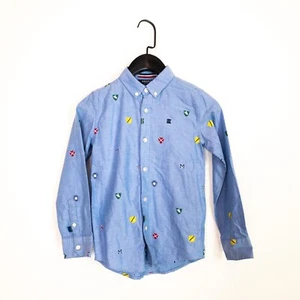 MAINE Blue Multicoloured Print Spread Collar Long Sleeve Shirt - Size 8Y - Picture 1 of 19