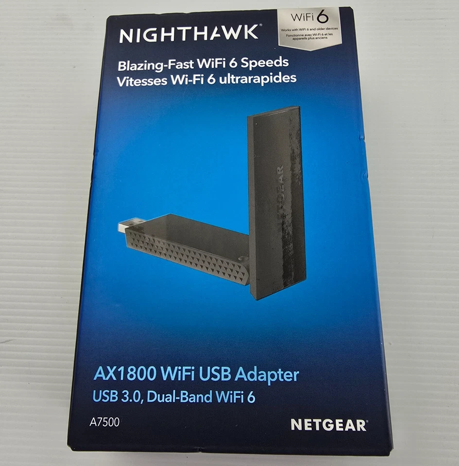 NETGEAR A7500-100PAS NightHawk Fast Wi-Fi 6  AX1800 WiFi USB Adapter Dual Band - Image 1 of 2