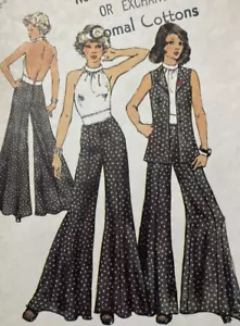 Vtg 1970s Simplicity 5611 Pattern Halter Top Wide Pants Hippie Vest - Picture 1 of 5