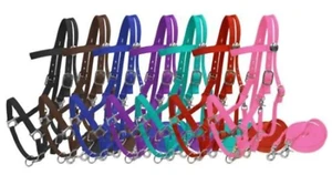 New! Adjustable NYLON COMBINATION HALTER BRIDLE w/ 7' foot reins 7 COLORS! - Picture 1 of 8
