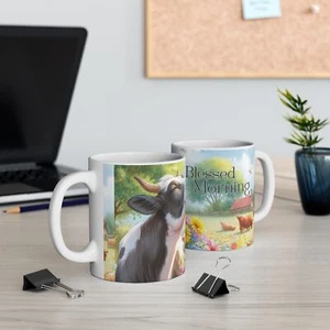 Cow Coffee Mug Blessed Morning - Farm Animal Lover Gift, Cow Coffee Cup 11oz - Picture 1 of 6