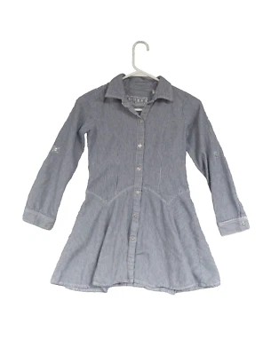 Guess Girls M (10-12) Dress Fit and Flare Pinstripe Blue & White - Image 1 of 4