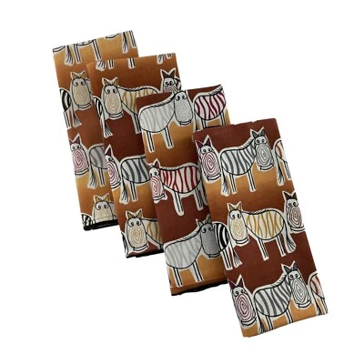 Juego de 4 servilletas de cena con estampado de bambú cebra de 16x15 pulgadas marrón dorado gris Foto 1 de 4