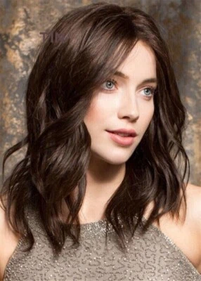 100% Human Hair Brand New Women's Long Natural Dark Brown Wave Full Wig 20inches - Image 1 of 4