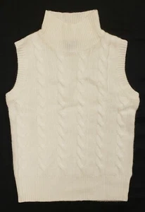 Moda International Lammwollmischung cremeweiß ärmellos Zopfmuster Top Größe M - Bild 1 von 6