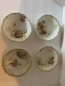Set of 4 T&V Limoges Hand Painted Floral 6 Inch Dessert Bowls Circa 1890s - Picture 1 of 9