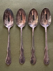 SET 4 4.5” STIEFF EP CW COLONIAL WILLIAMSBURG SILVERPLATED DEMITASSE SPOONS GOOD - Picture 1 of 4