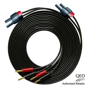 QED 79 Strand OFC Speaker Cable BLACK Deltron BFA & Banana Plugs Terminated PAIR - Picture 1 of 7