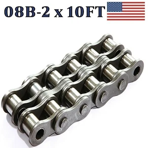 08B-2 Double Strand Roller Chain 3.05 Meters / 10 FT With Free Connecting Link - Picture 1 of 1