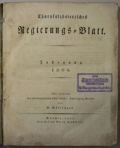 HOJA DE GOBIERNO CHURPFALZBAIERISCHES completa Año 1804, original, raro - Imagen 1 de 5