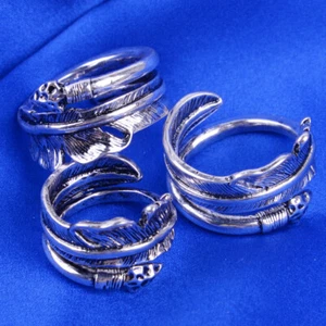 Mann Frauen Vintage Verstellbar Feder Glücklicher Retro Ring 925 Silber og - Picture 1 of 5