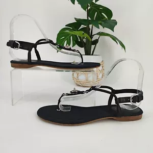 Coach Women's Robyn Signature Black Thong T-Strap Sandals Size 7B US - Picture 1 of 9