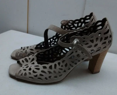 Aquatalia by Marvin Italy Gray Tan Suede Heel Mary Jane Pump Women's Shoe 10M 41 - Image 1 of 4