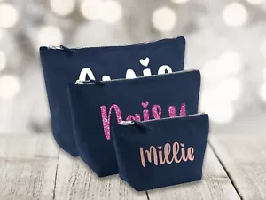Personalised Make Up Bag Any Name Gift for Her Christmas Present Stocking Filler - Picture 1 of 6