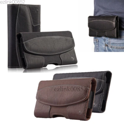 Horizontal Leather Wallet Case Holster Cell Phone Pouch Belt Clip Holster Cover - Image 1 of 4