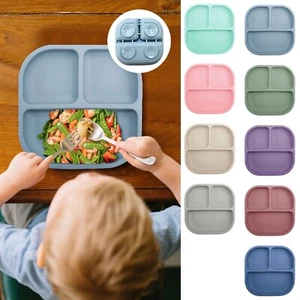 Baby Suction Plates for Weaning Silicone Toddler Plate for Children Kid Non-Slip - Picture 1 of 39