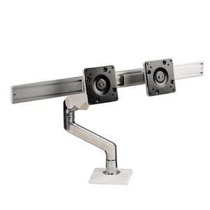 Bras double moniteur réglable Humanscale M8.1 avec support de pince transversale M81CMWB2B - Photo 1/8