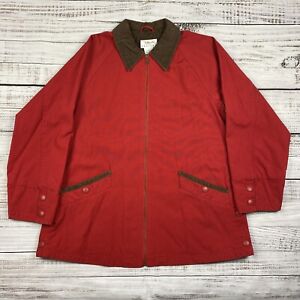 Talbots Petites Red Canvas Button Up Lined Barn Chore Coat Jacket Womens Size PS