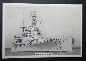 HMS REPULSE  Royal Navy Battlecruiser  Vintage Photo Card  OC06