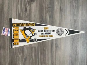 NHL Pittsburgh Penguins Vintage 1991 Stanley Cup Champs Team Logo Pennant NOS - Picture 1 of 10