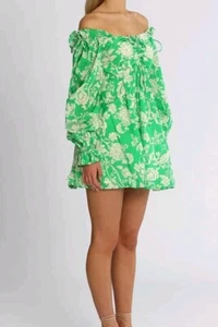 Alice McCall Mary Anne Mini Dress 100% Cotton AU12/UK (US8) Green Floral BNWT - Picture 1 of 10