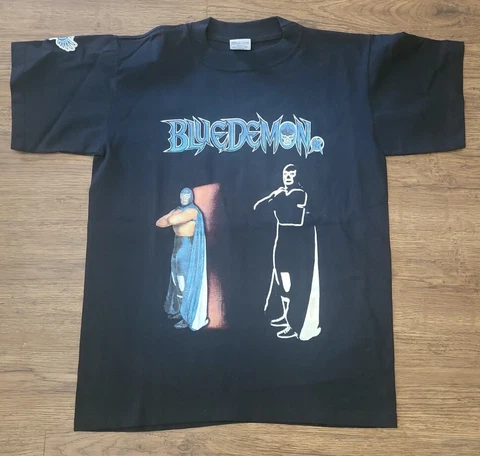 Vtg Blue Demon Wrestling NWA Tshirt Junior Luchador  Lucha Libre Rare Cover