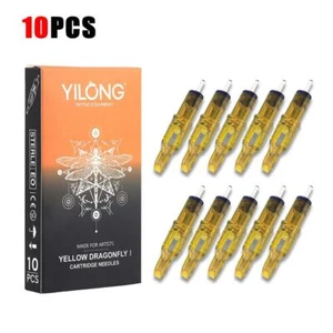 10pcs Yellow Dragonfly Tattoo Cartridge Needles in Sizes 1–15 RL, RM, RS, M1 Mix - Picture 1 of 24