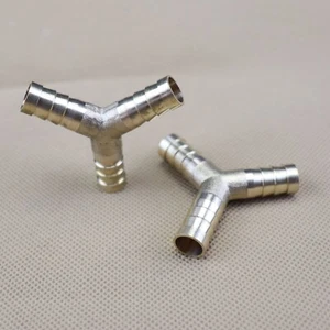 2Pcs Way Brass Hose Barb Fitting Pipe Tubing Splicer Fuel Water Gas Air 3/8" Y-3 - Picture 1 of 6