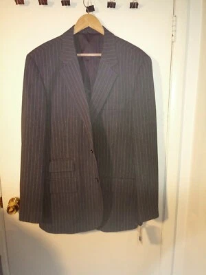 Abrigo de traje para hombre: nuevo Brandini negro a rayas 2 botones talla 46 Foto 1 de 4