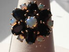 9ct Gold Saphir und Opal große Blume Cluster Ring Damen Größe P Code 29J