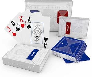 100% Plastic Playing Cards, 2-Deck Poker Card Set, Jumbo Index, Poker Size, Supe - Picture 1 of 12