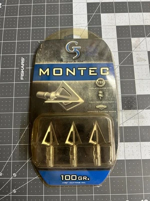 New 3-piece G5 Montec Fixed Blade Broadhead 100 Grain Stainless Steel Model# 112 - Image 1 of 3