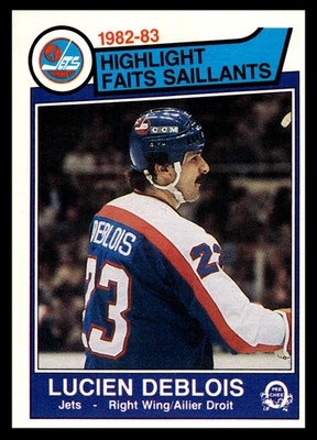 1983-84 O-Pee-Chee Lucien DeBlois #378 Winnipeg Jets NHL Hockey Base Set - Image 1 of 2