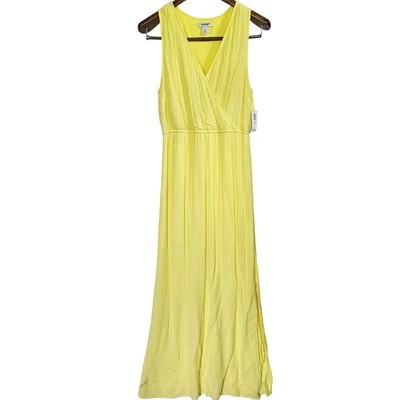 Nuevo con etiquetas Vestido Antiguo Azul Marino M Maxi Amarillo Sin Mangas Resort Vacay Romántico Fluido Femenino Foto 1 de 4