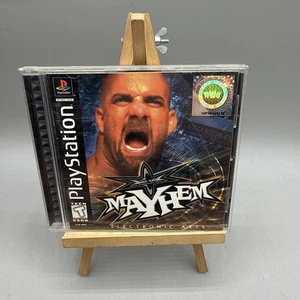 WCW Mayhem Sony PlayStation 1 PS1 Complete w/ Manual Black Label Tested - Picture 1 of 3